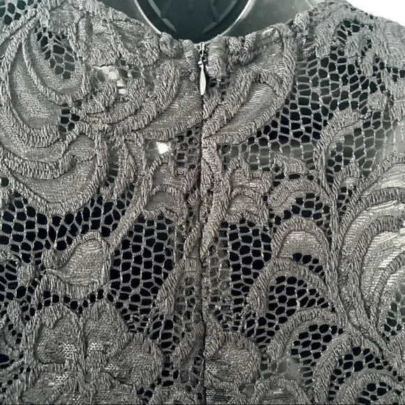 Ambiance Black Lace Overlay Midi Dress Size Small - Picture 9 of 15